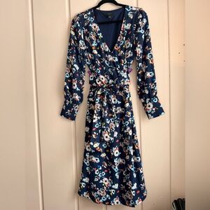 Halogen Navy Floral Long Sleeve Dress